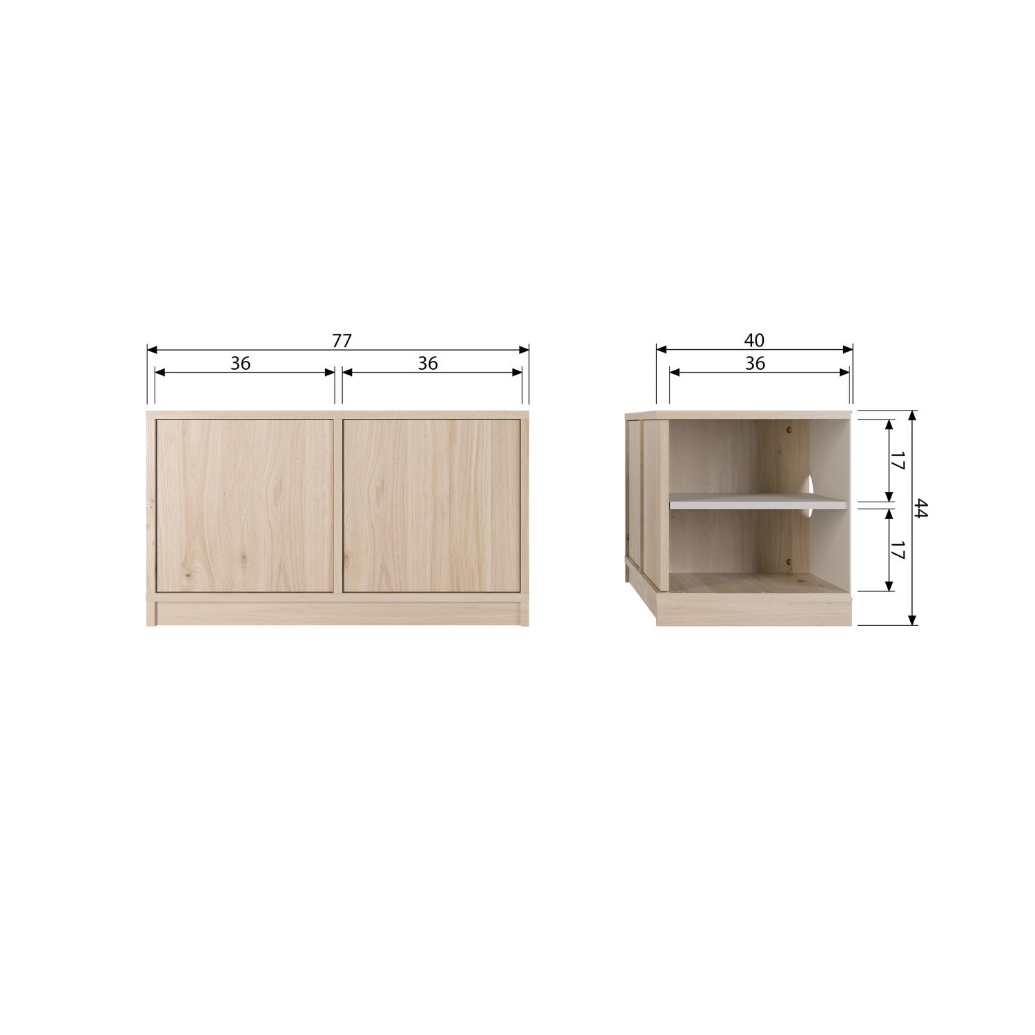 Mobile base modulair 77cm rovere naturale opaco
