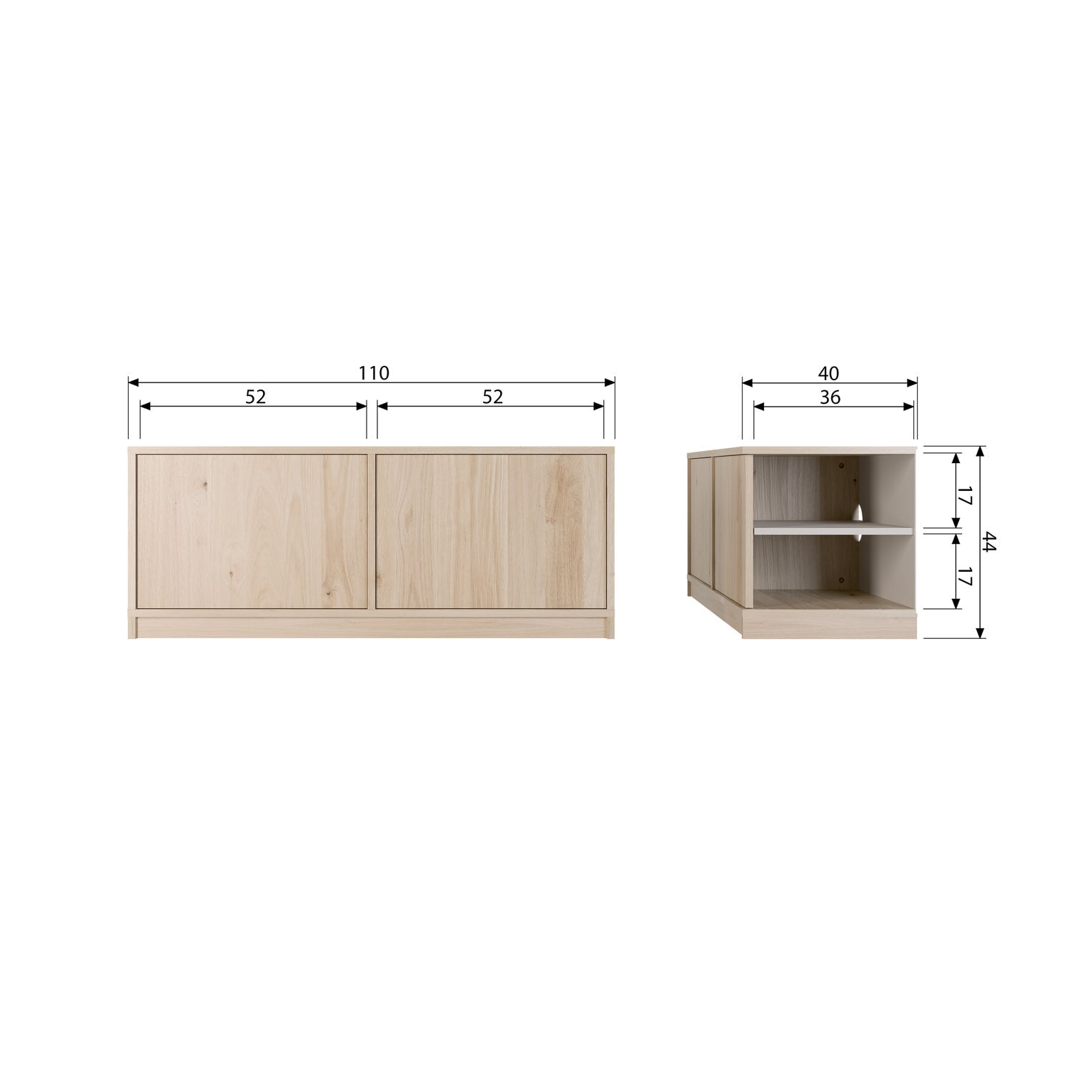 Mobile base modulair 110cm rovere naturale opaco