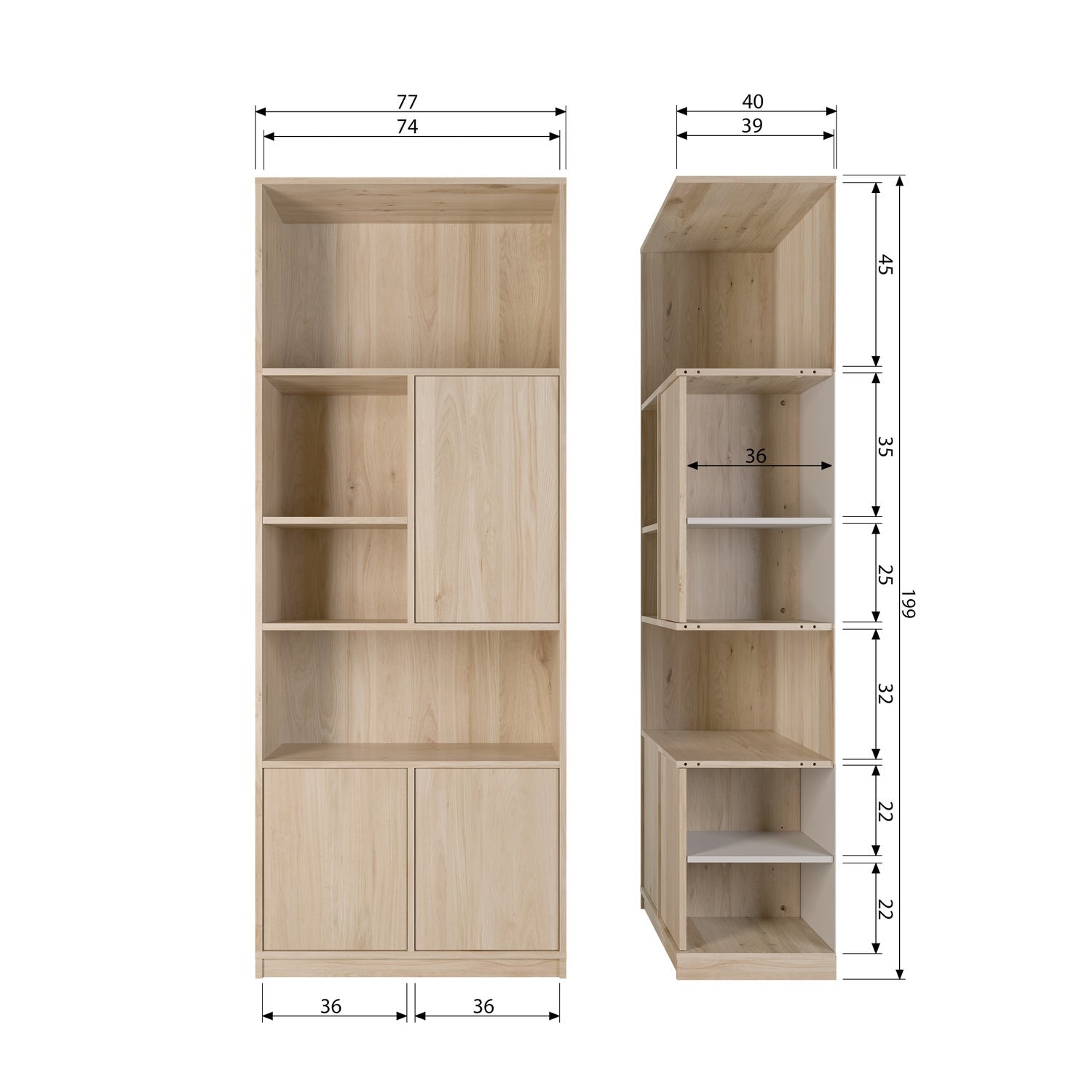 Mobile superiore modulair 77cm rovere naturale opaco