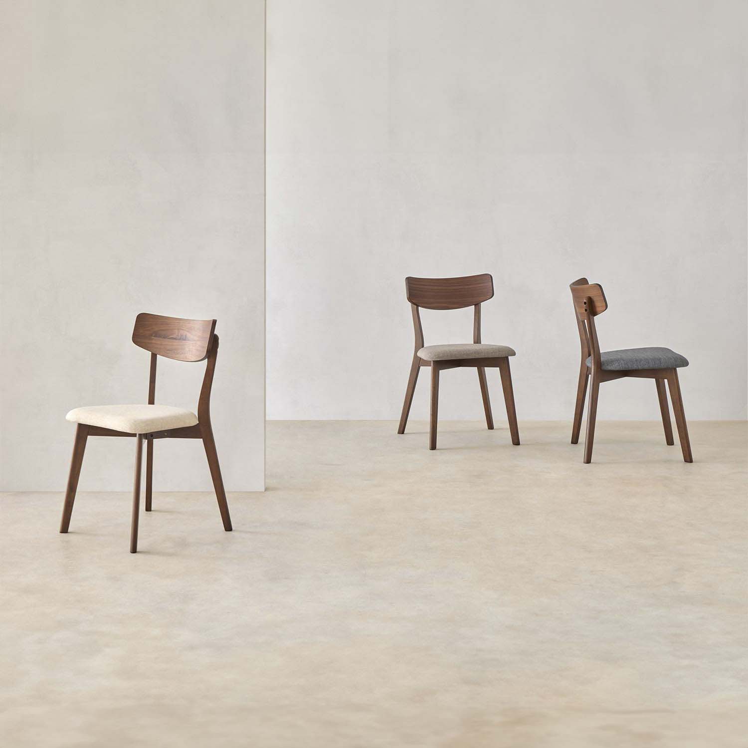 Sedia keira grigio chiaro noce