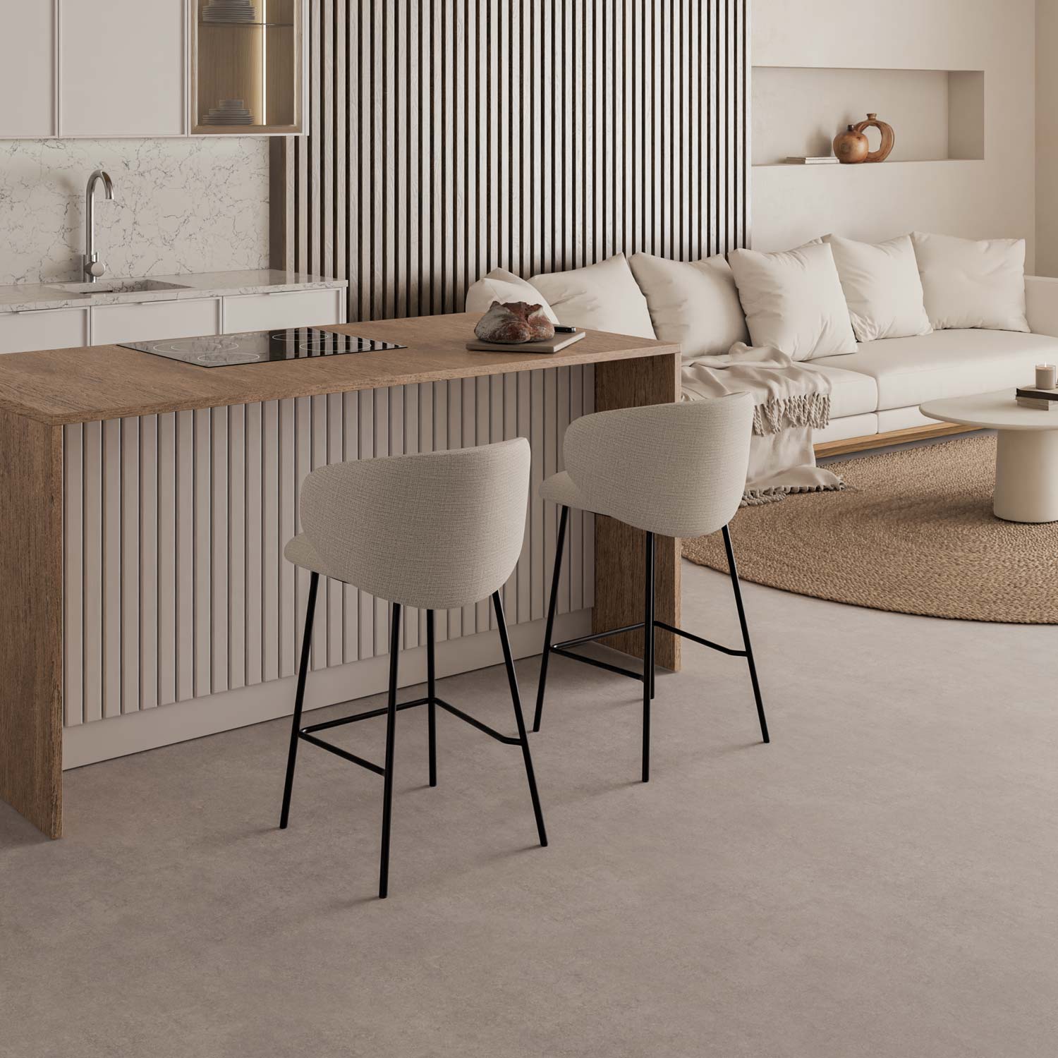 Sgabello raggi beige