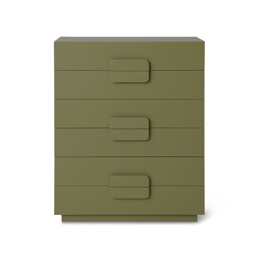 Spaziosa cassettiera verde militare