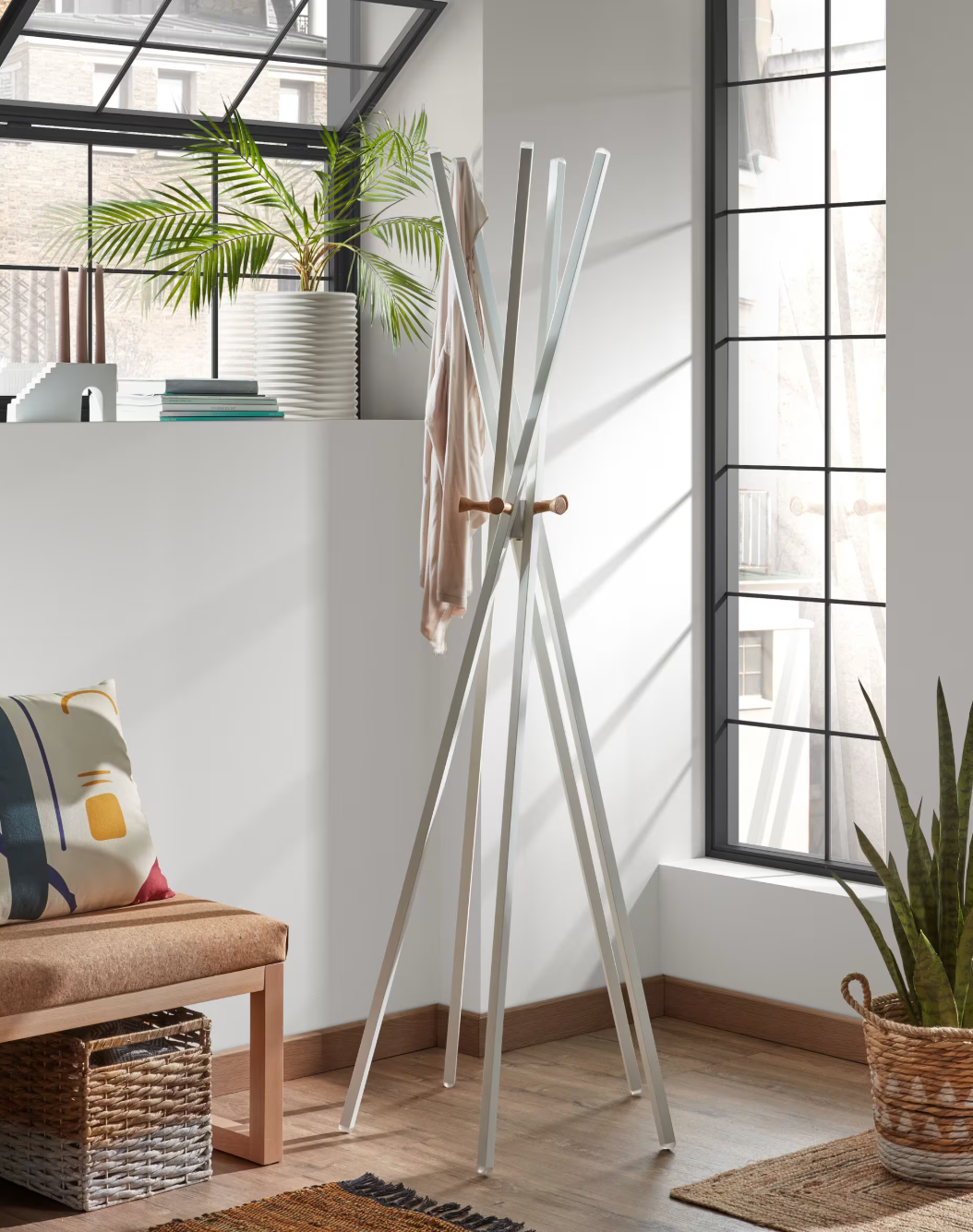 Portemanteau Chelsey en bois d'hévéa massif 170 cm