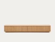 Meuble TV Helvine 4 tiroirs plaqué chêne 200 x 40 cm FSC 100%