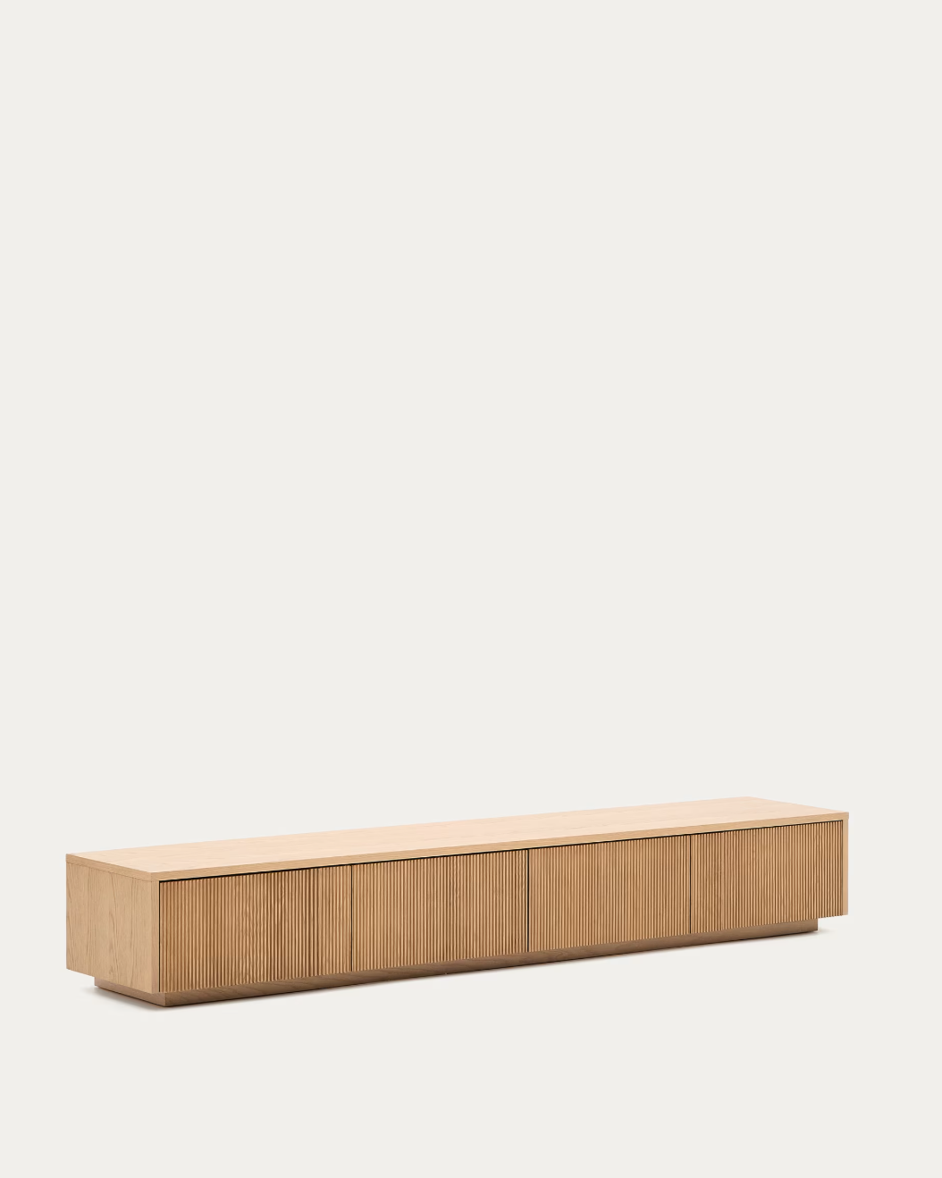 Meuble TV Helvine 4 tiroirs plaqué chêne 200 x 40 cm FSC 100%
