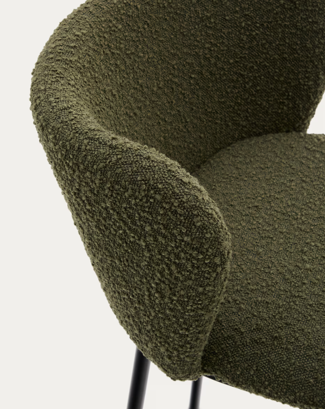 Sgabello Ciselia in shearling verde e acciaio nero altezza 75 cm FSC