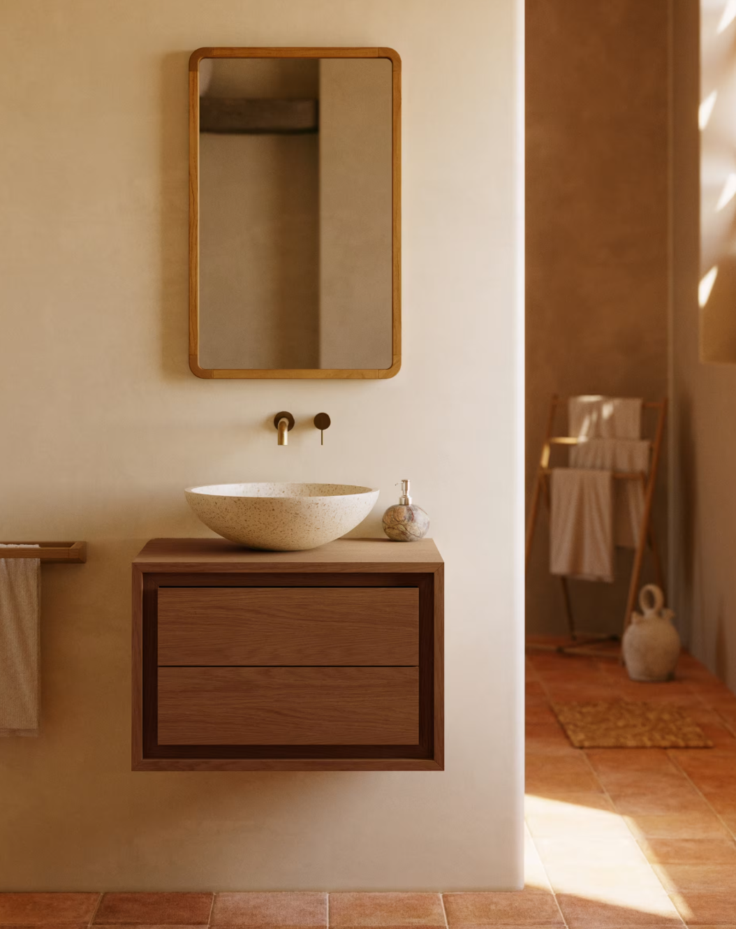 Mobile da bagno Kenta in legno massiccio di teak finitura naturale 60 x 45 cm