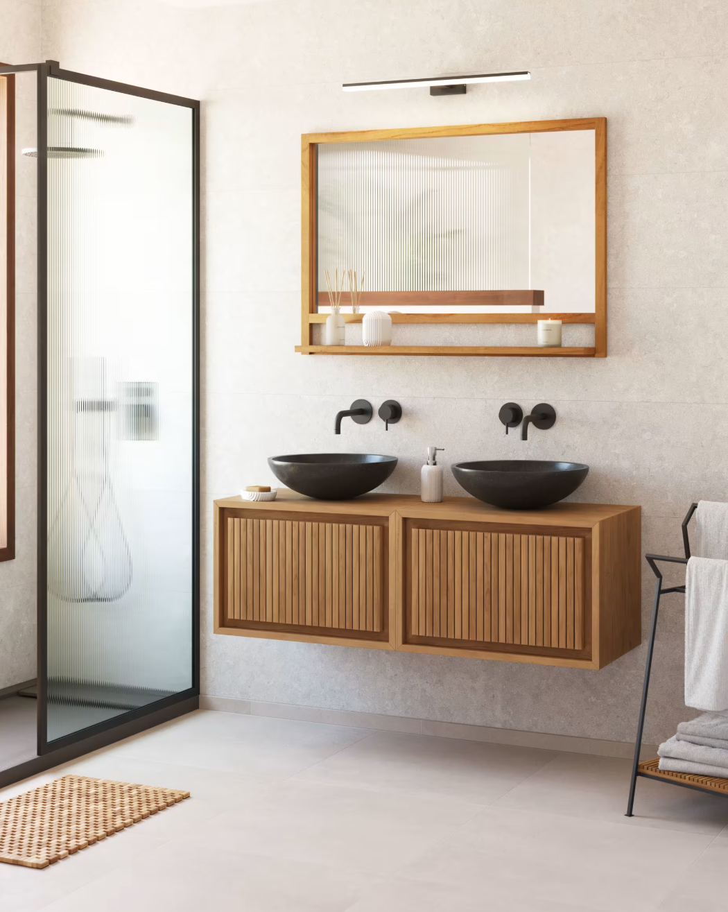 Mobile da bagno Taciana in legno massello di teak 60 x 40 m