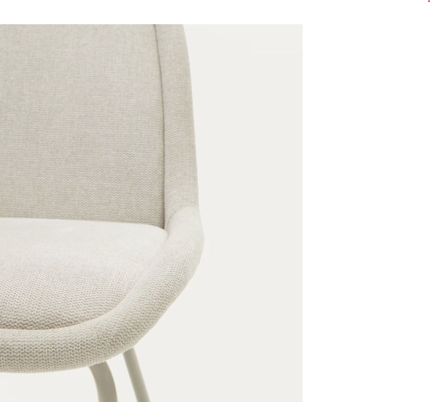 Sedia AIMIN in ciniglia beige e gambe in acciaio verniciato beige opaco FSC