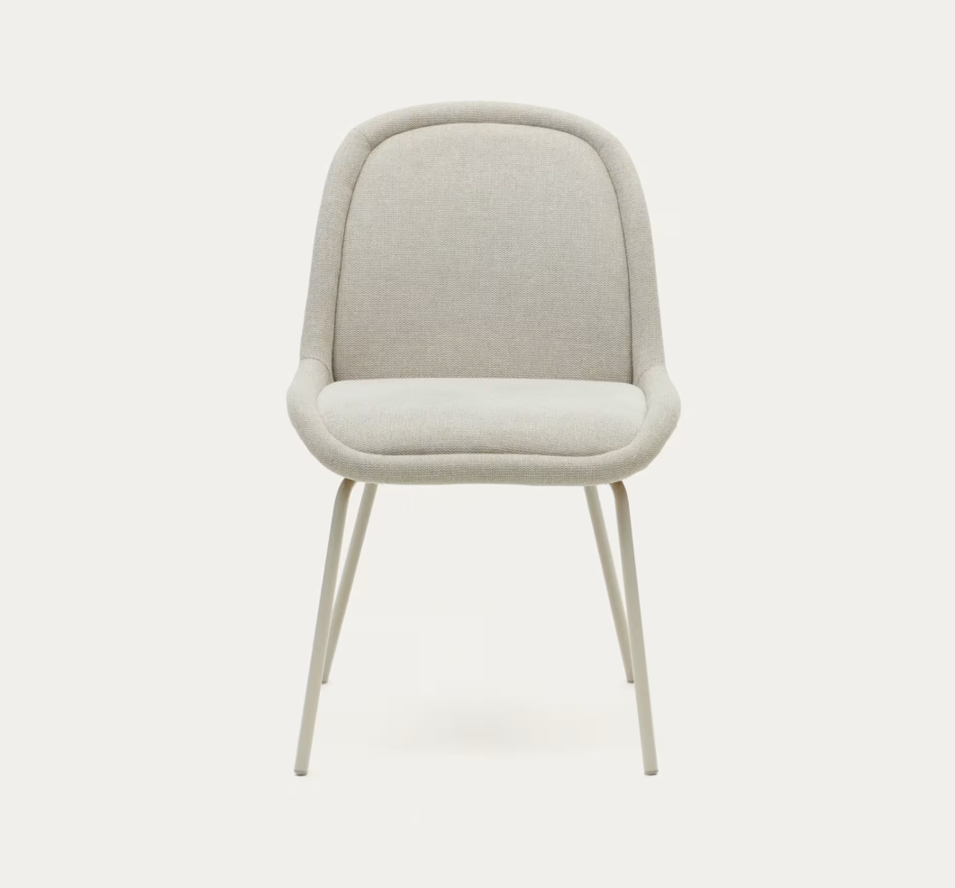 Sedia AIMIN in ciniglia beige e gambe in acciaio verniciato beige opaco FSC