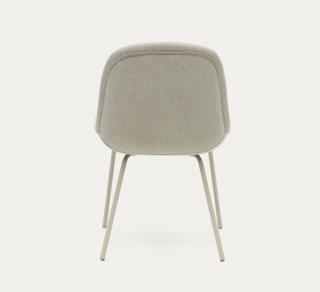 Sedia AIMIN in ciniglia beige e gambe in acciaio verniciato beige opaco FSC