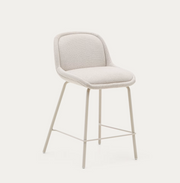 Sgabello AIMIN in ciniglia beige e gambe in acciaio con finitura verniciata beige h seduta 65cm