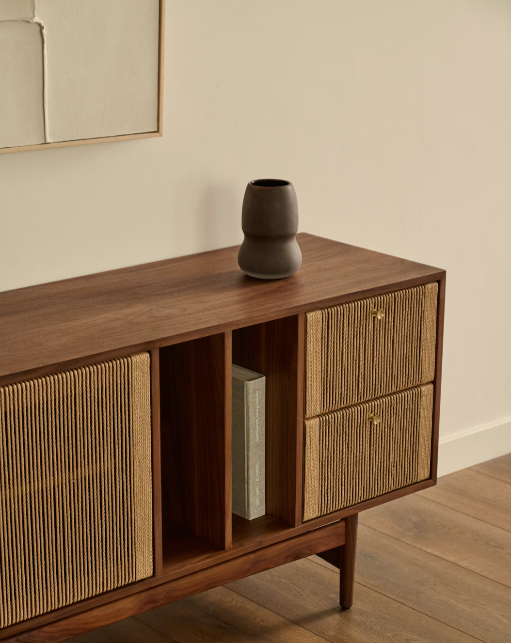 Credenza Elan 2 ante 2 cassetti impiallacciatura e legno massello noce corda 180x73cm FSC Mix Credit