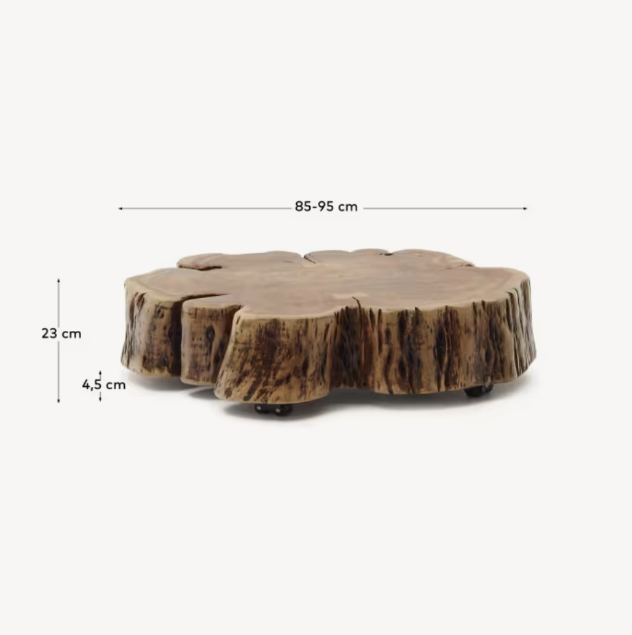 Tavolino da salotto con ruote Essi in legno massiccio di acacia Ø 90 x 60 cm