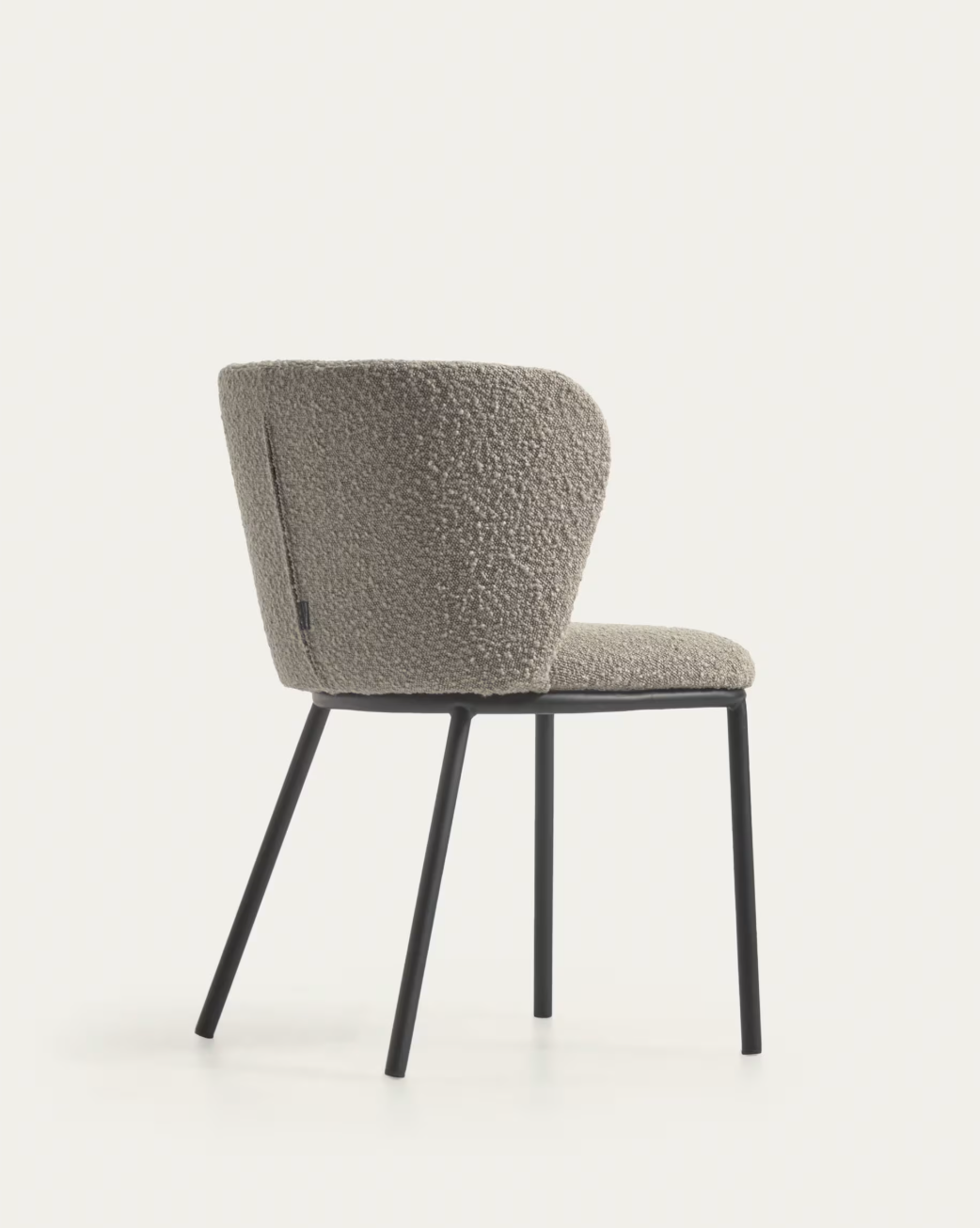 Sedia Ciselia in shearling grigio chiaro e gambe in acciaio con finitura nera FSC Mix Credit
