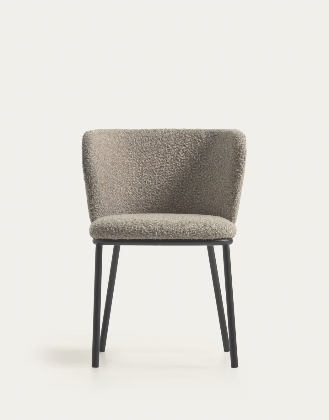 Sedia Ciselia in shearling grigio chiaro e gambe in acciaio con finitura nera FSC Mix Credit
