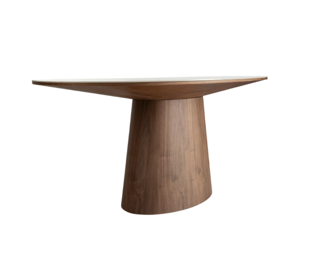 Tavolo da pranzo ovale in marmo porcellanato e noce 220 x 112 cm