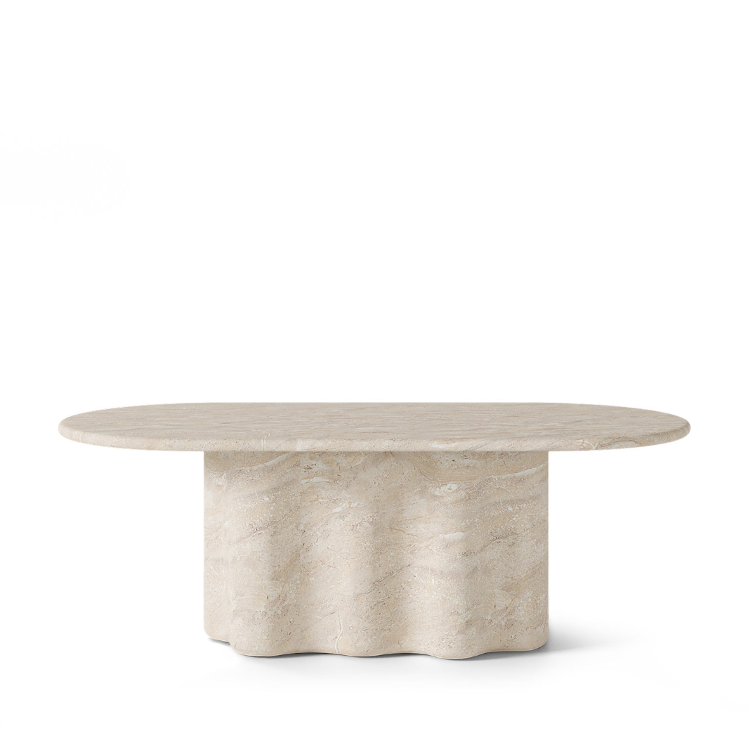 Tavolo LORRAINE 220x109cm in microcemento effetto marmo travertino