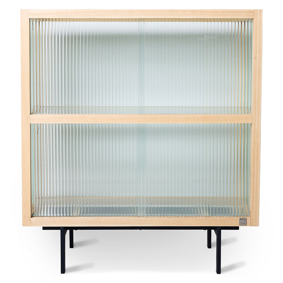 Credenza con vetro cannettato, naturale