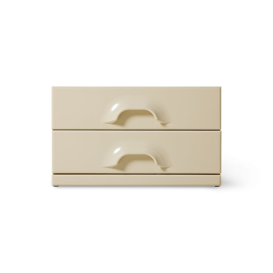 Cassettiera con 2 cassetti, crema