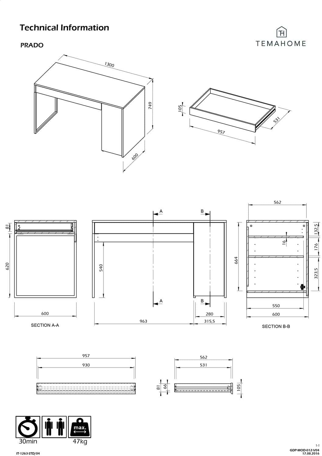 PRADO DESK-Technical Information