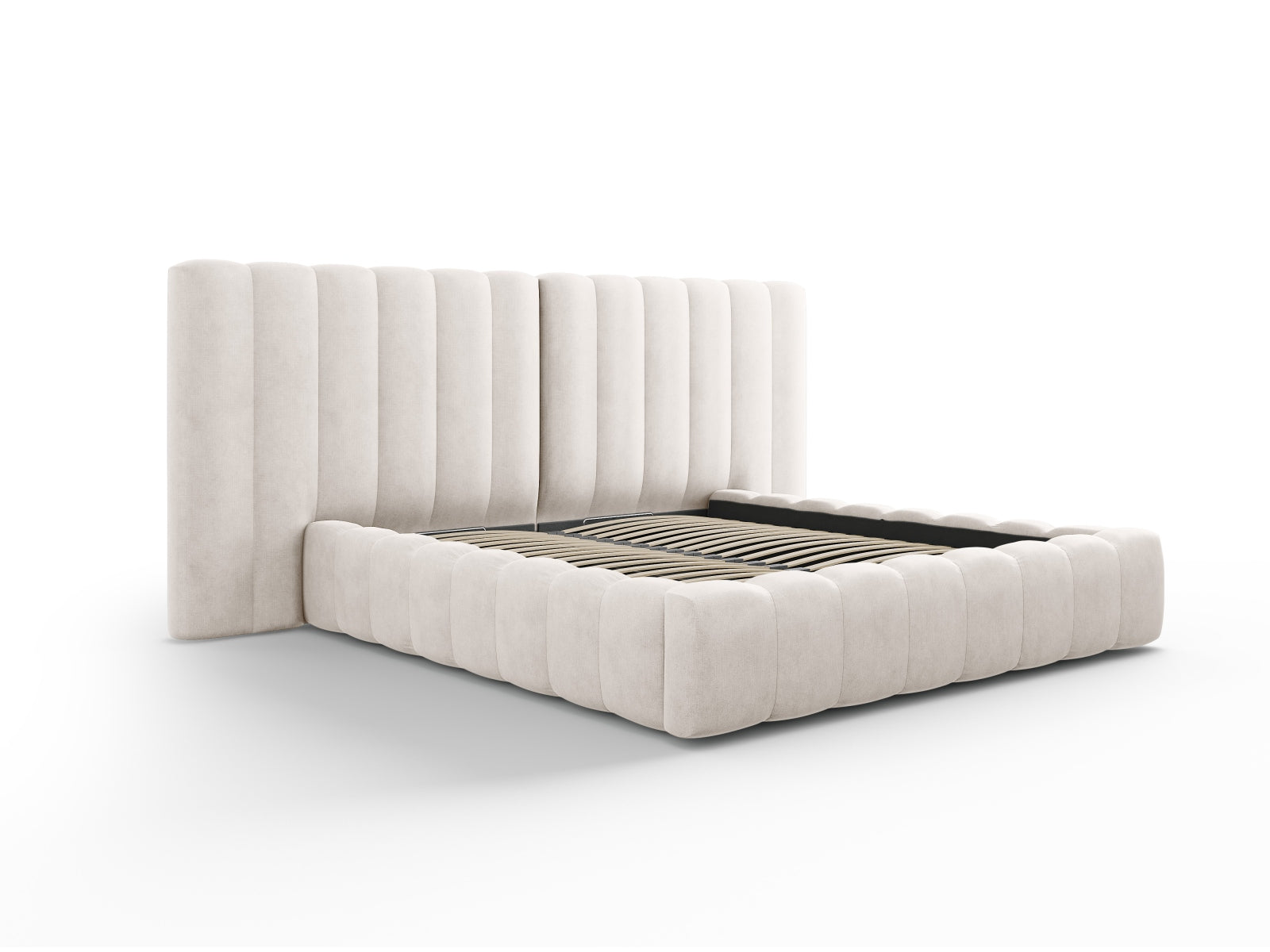 Letto contenitore con testiera doppia, "Kelp", 230x300x100