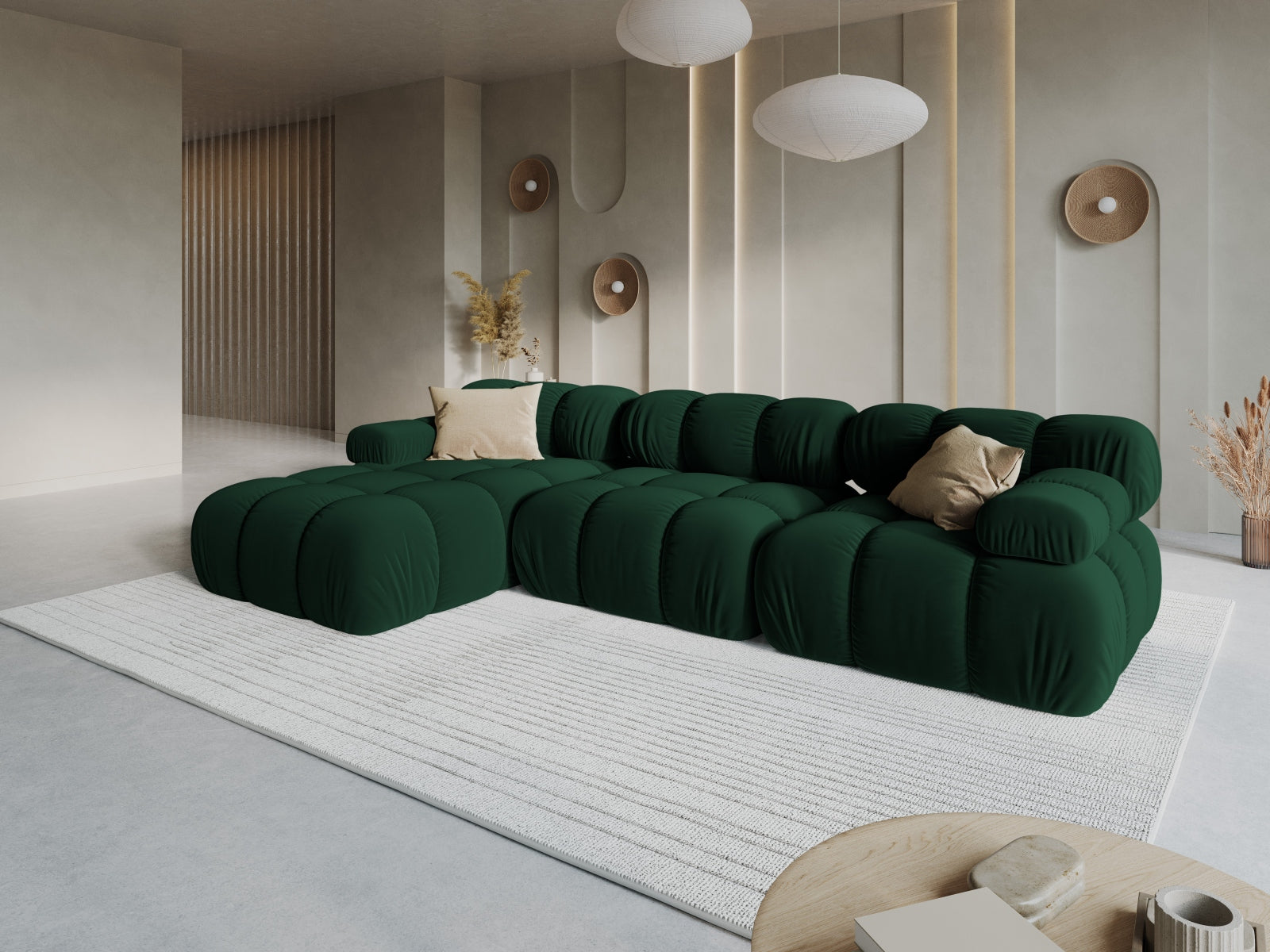 Divano angolare con chaise longue, "Bellis", 4 posti, 282x155x70