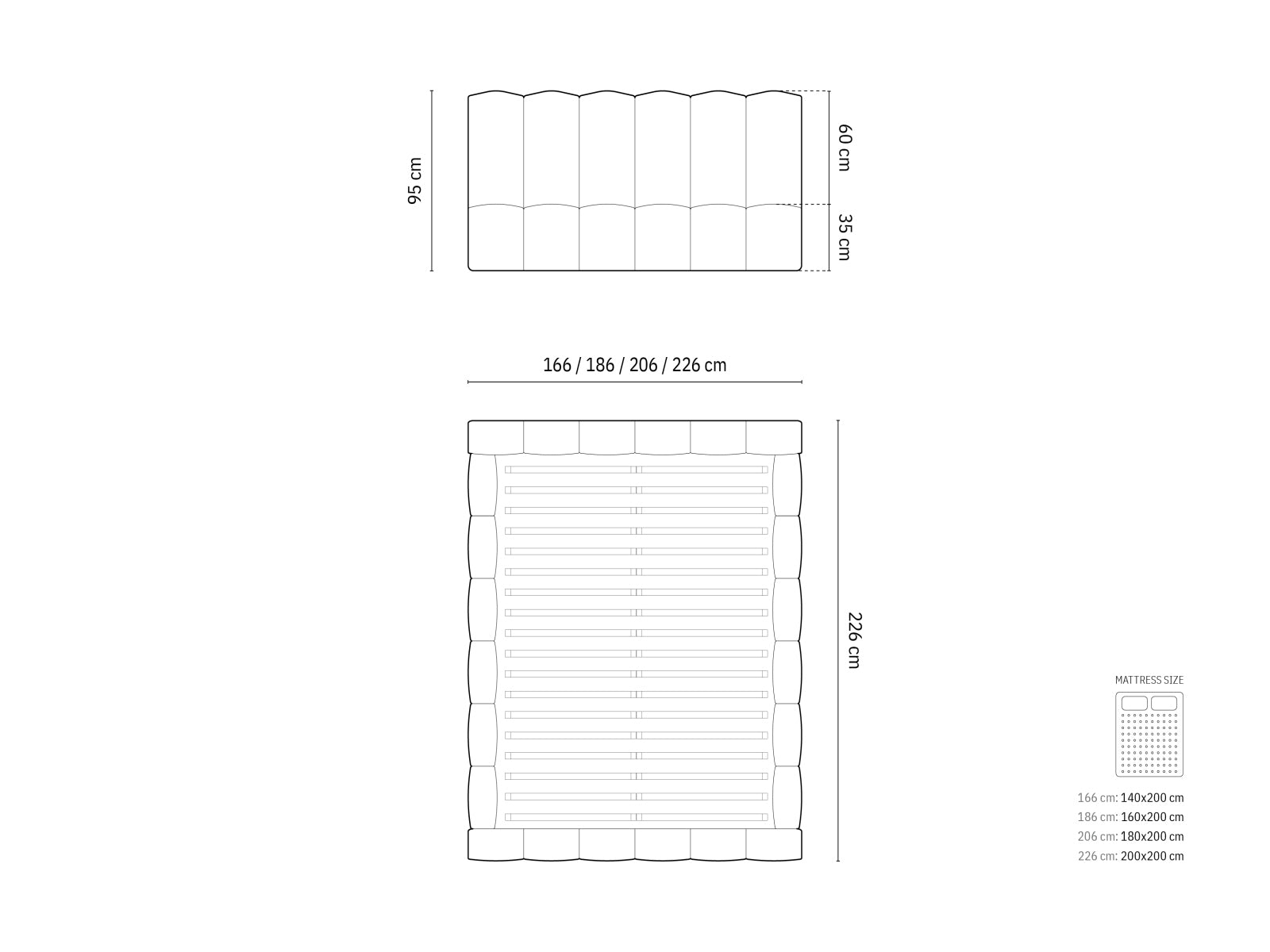 Letto contenitore, "Lupine", 226x186x95