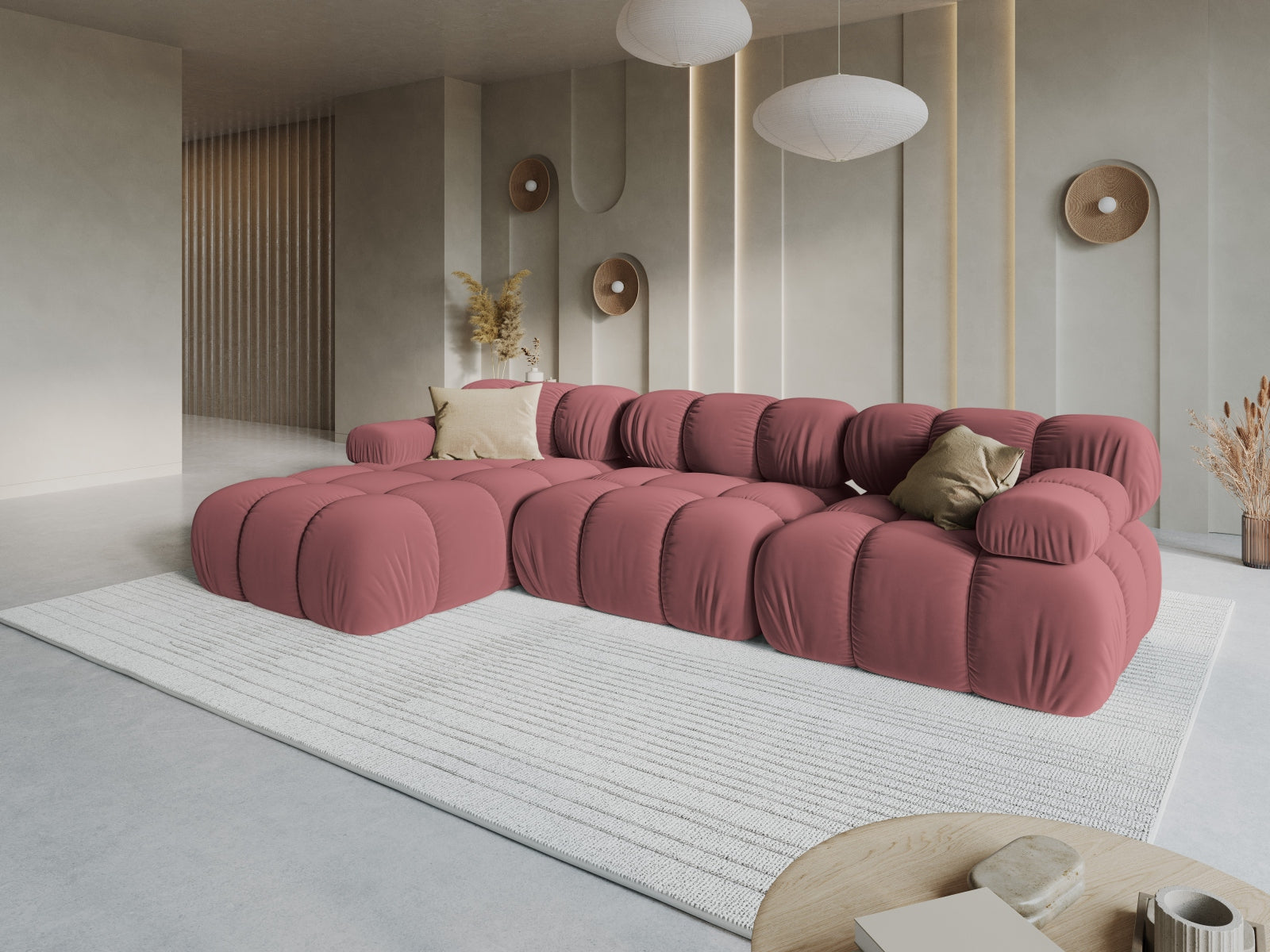 Divano angolare con chaise longue, "Bellis", 4 posti, 282x155x70