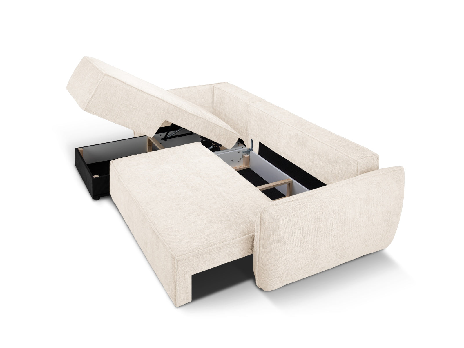 Divano angolare con funzione letto e box, "Kaelle", 4 posti, 252x165x87