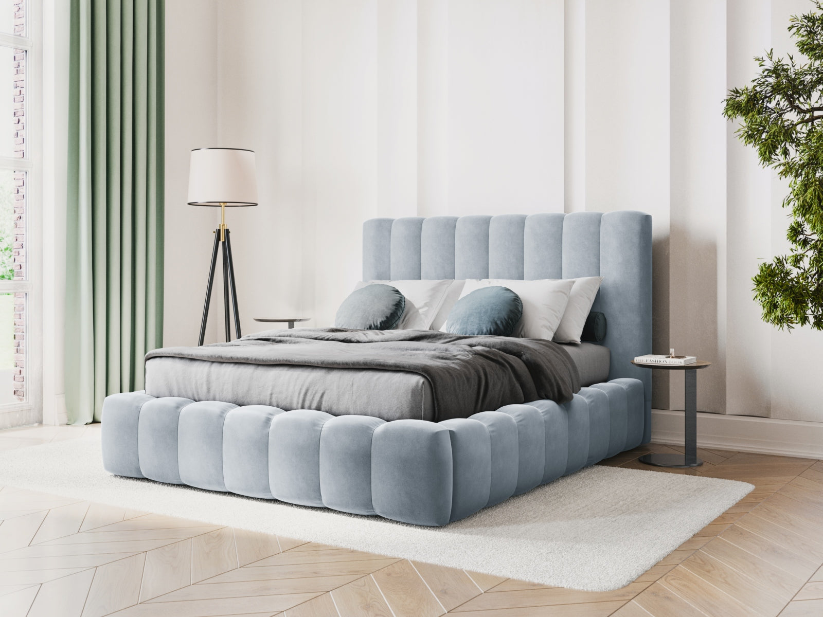 Letto contenitore con testiera, "Kelp", 230x185x125