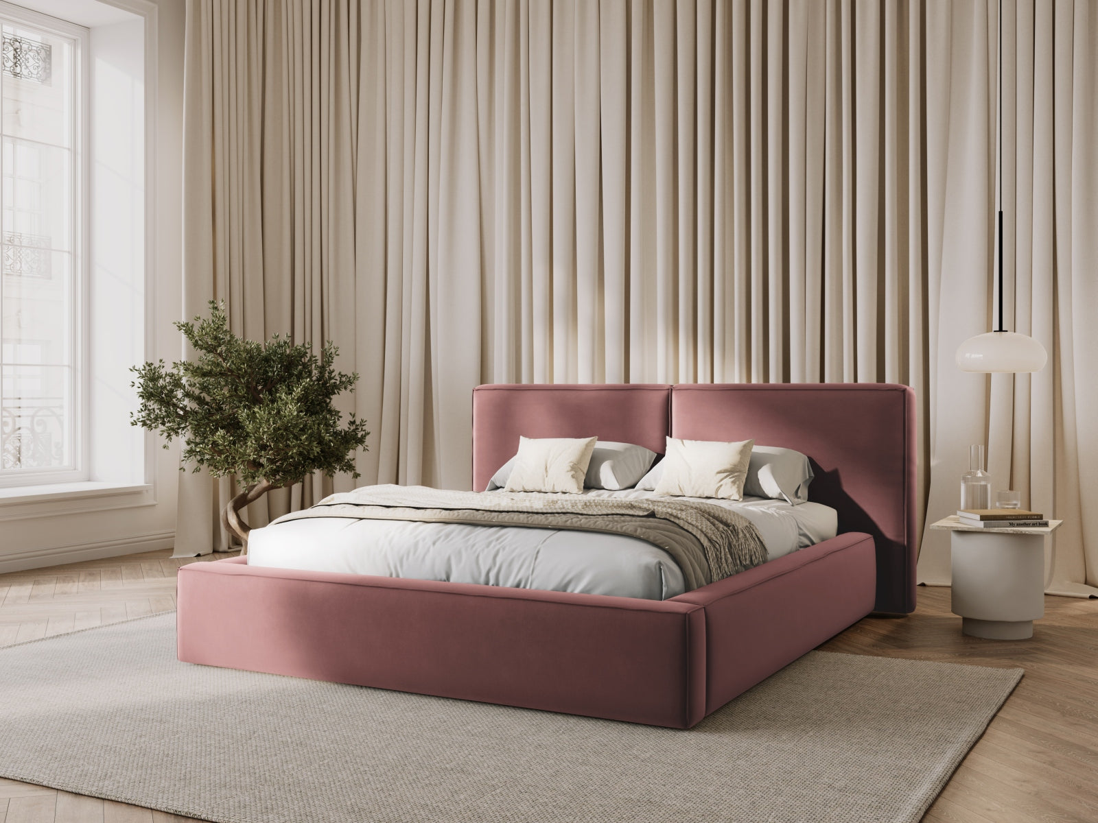 Letto contenitore con testiera doppia, "Jodie", 228x251x97,5