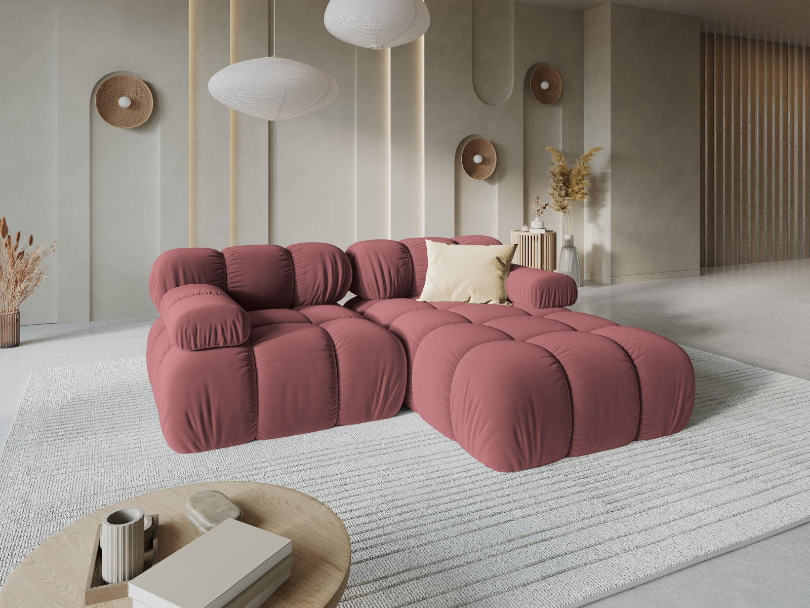 Divano angolare componibile con chaise longue , "Bellis", 3 posti, 188x155x70