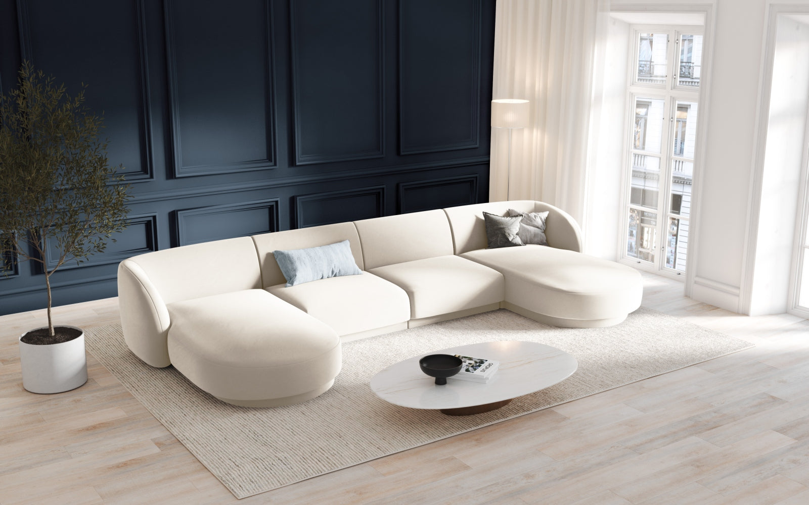 Divano panoramico, "Miley", 5 Posti, 330x156x70
