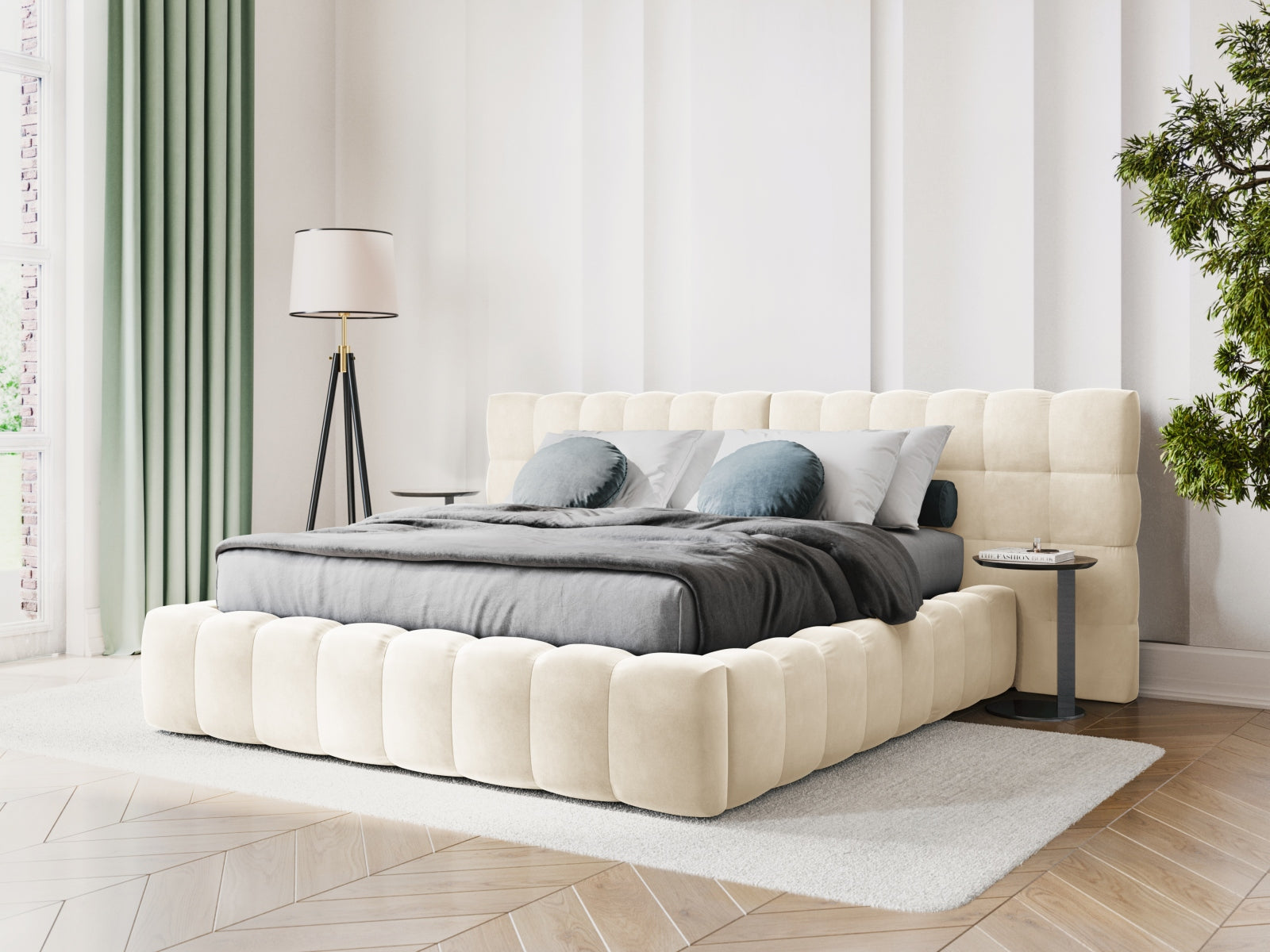Letto contenitore con testiera doppia, "Mamaia", 230x350x100