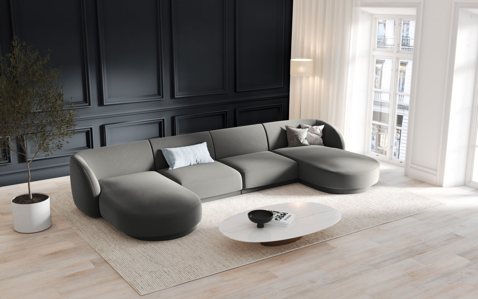 Divano panoramico, "Miley", 5 Posti, 330x156x70