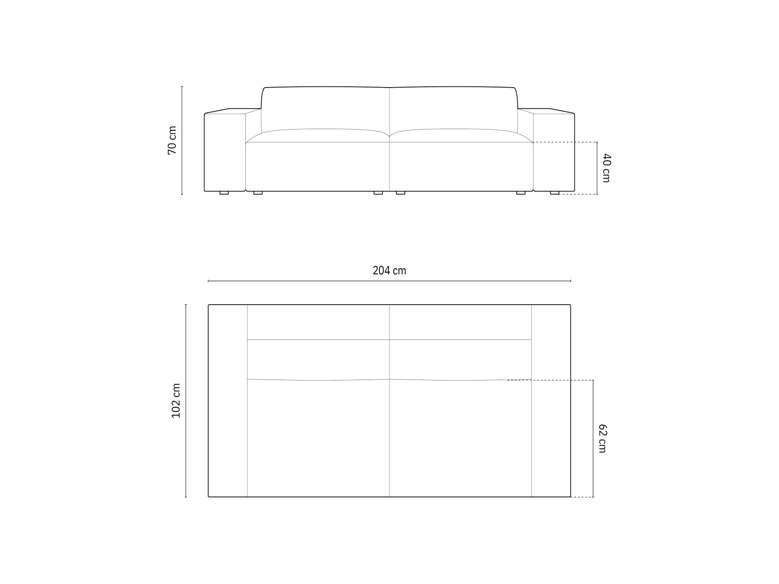 Divano, "Jodie", 3 Posti, 204x102x70