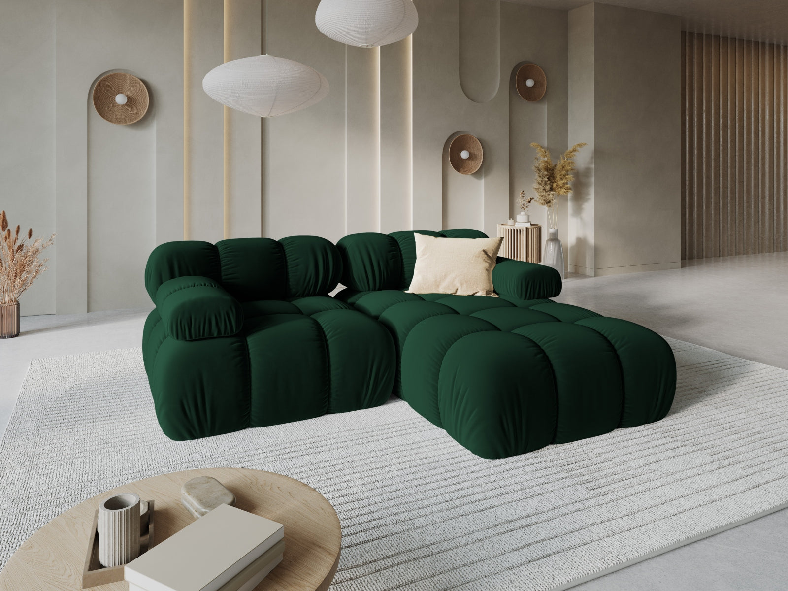 Divano angolare componibile con chaise longue , "Bellis", 3 posti, 188x155x70