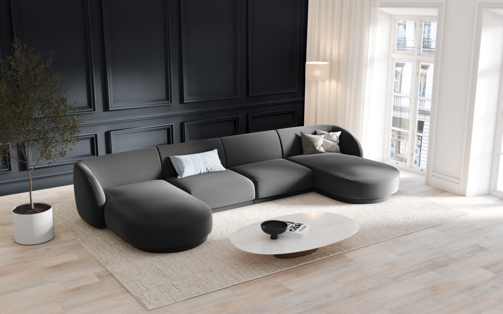 Divano panoramico, "Miley", 5 Posti, 330x156x70