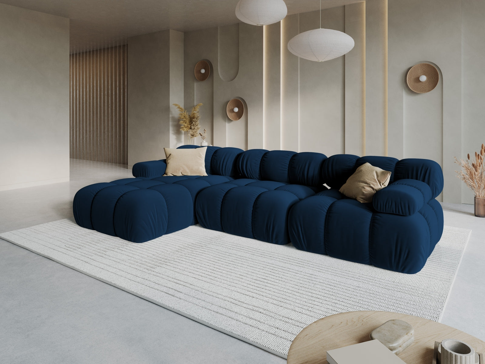 Divano angolare con chaise longue, "Bellis", 4 posti, 282x155x70