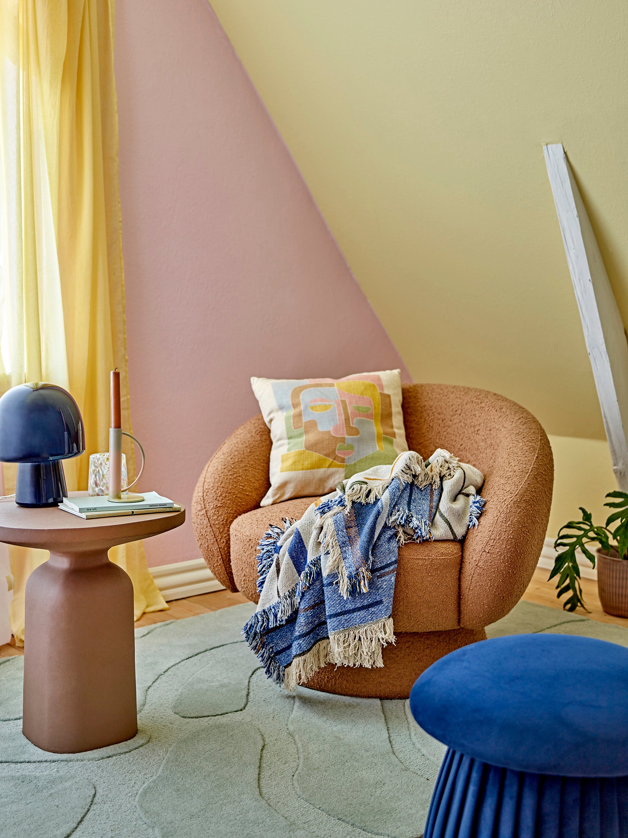 Pouf Roberta, Blu, Poliestere Riciclato