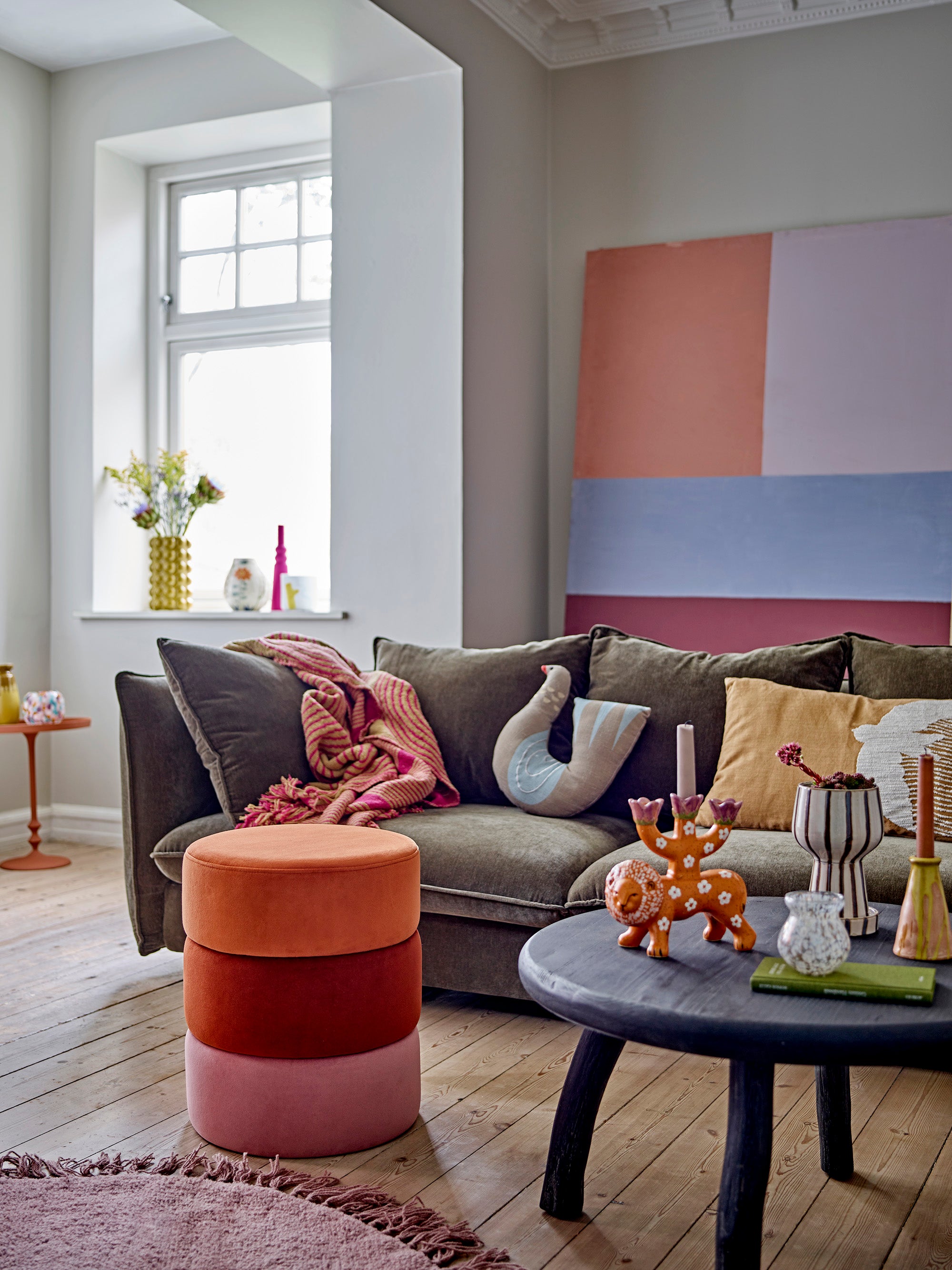 Pouf Bilbao, Arancione, Poliestere
