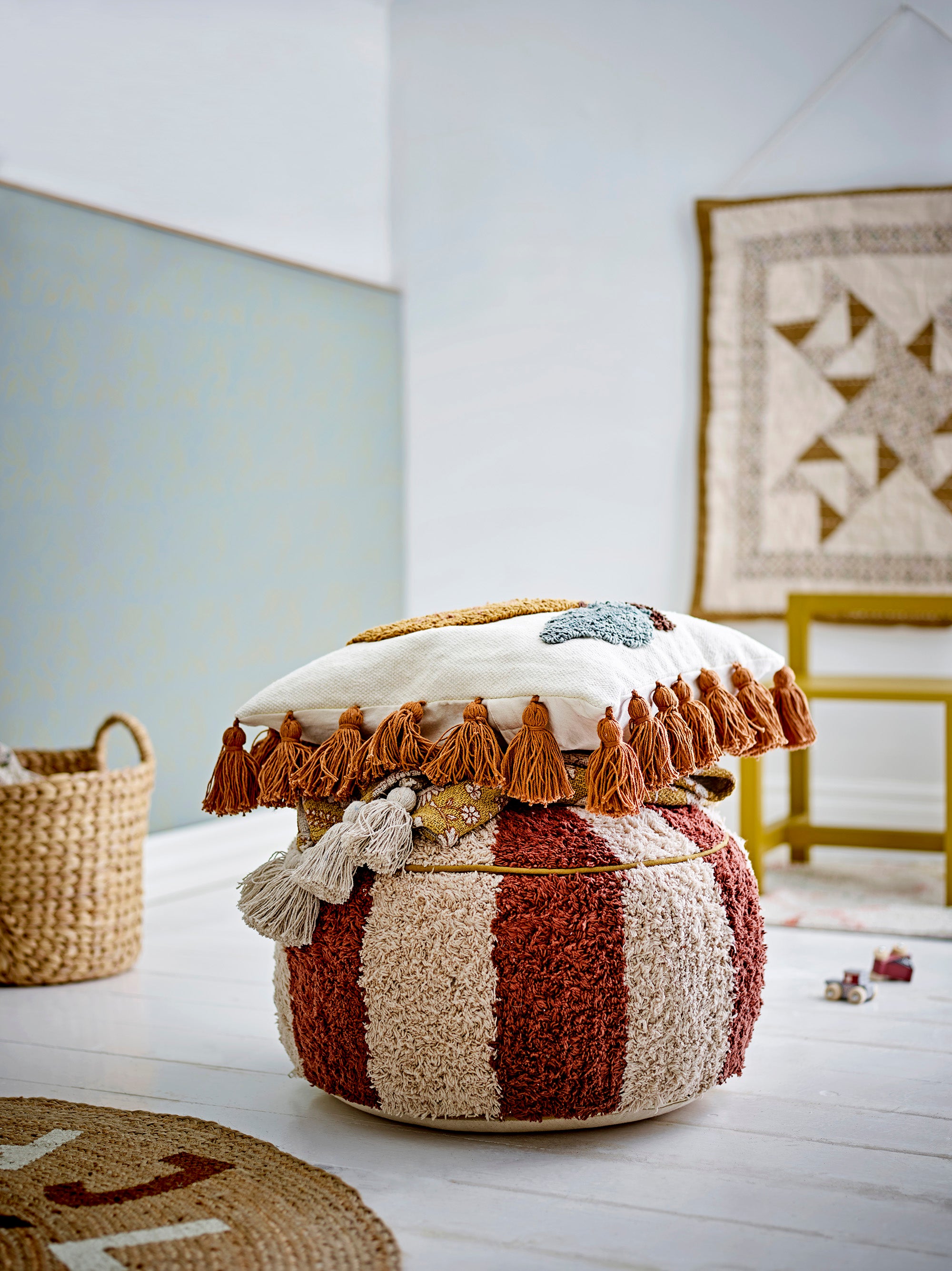 Pouf Charoline, Marrone, Cotone