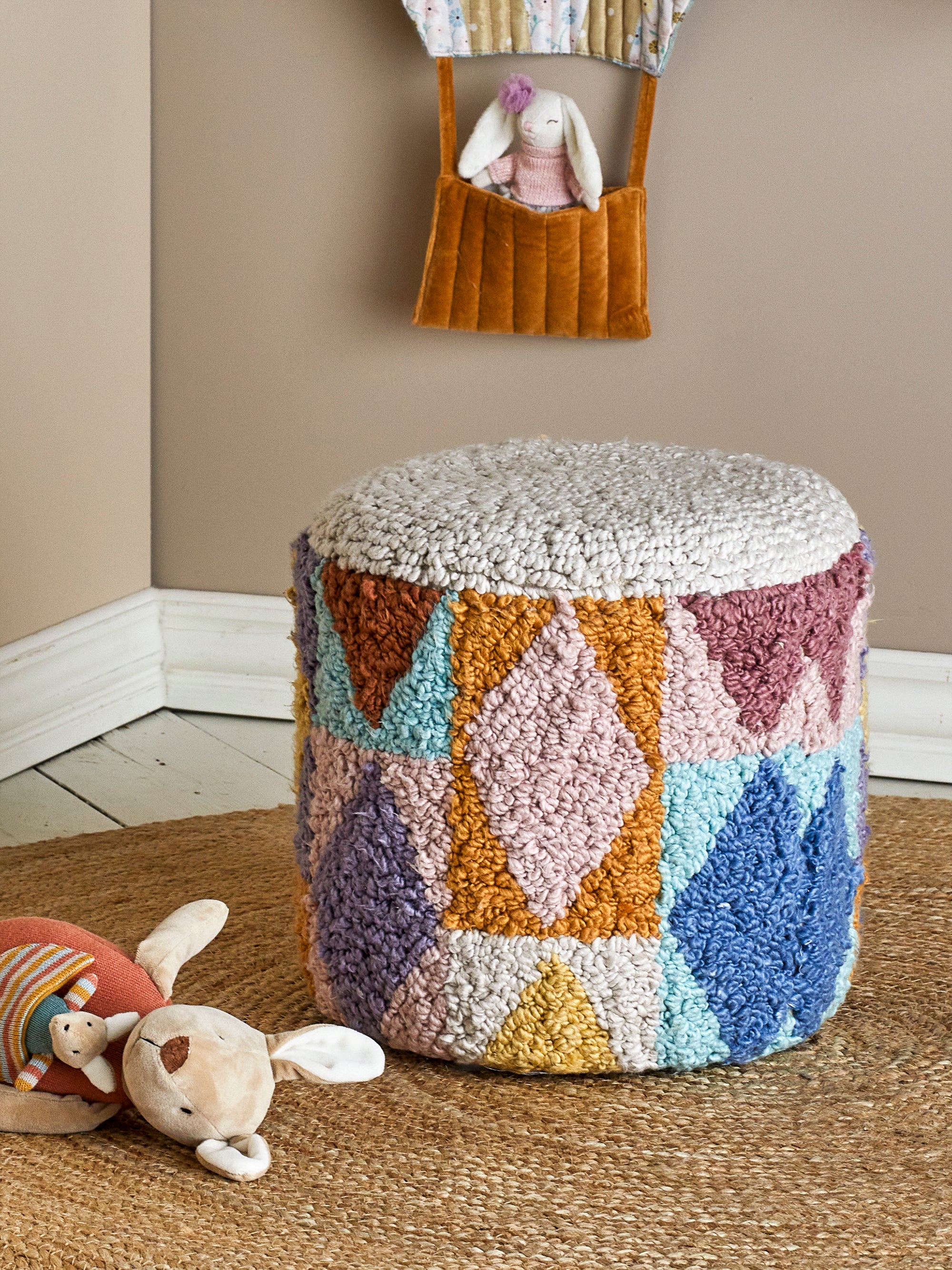Pouf Miaki, Grigio, Cotone