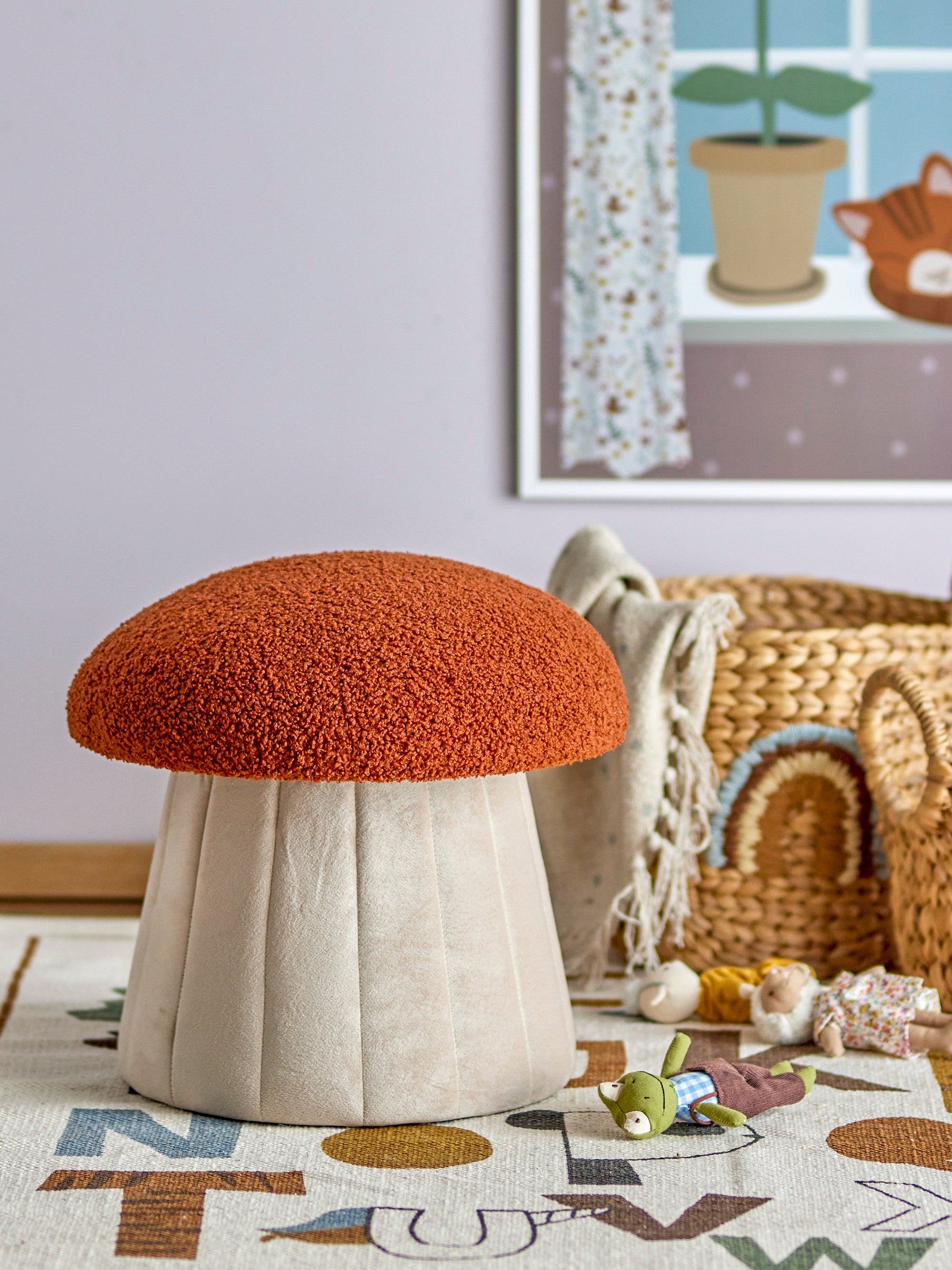 Pouf Bertil, Rosso, Poliestere
