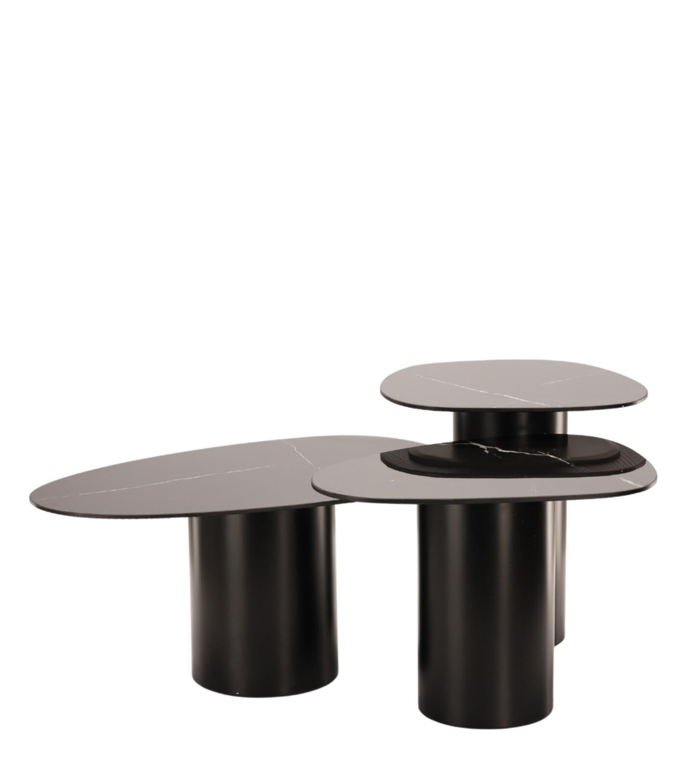 Set di tavolini Vega ceramica set da 3 73x56xH43cm
