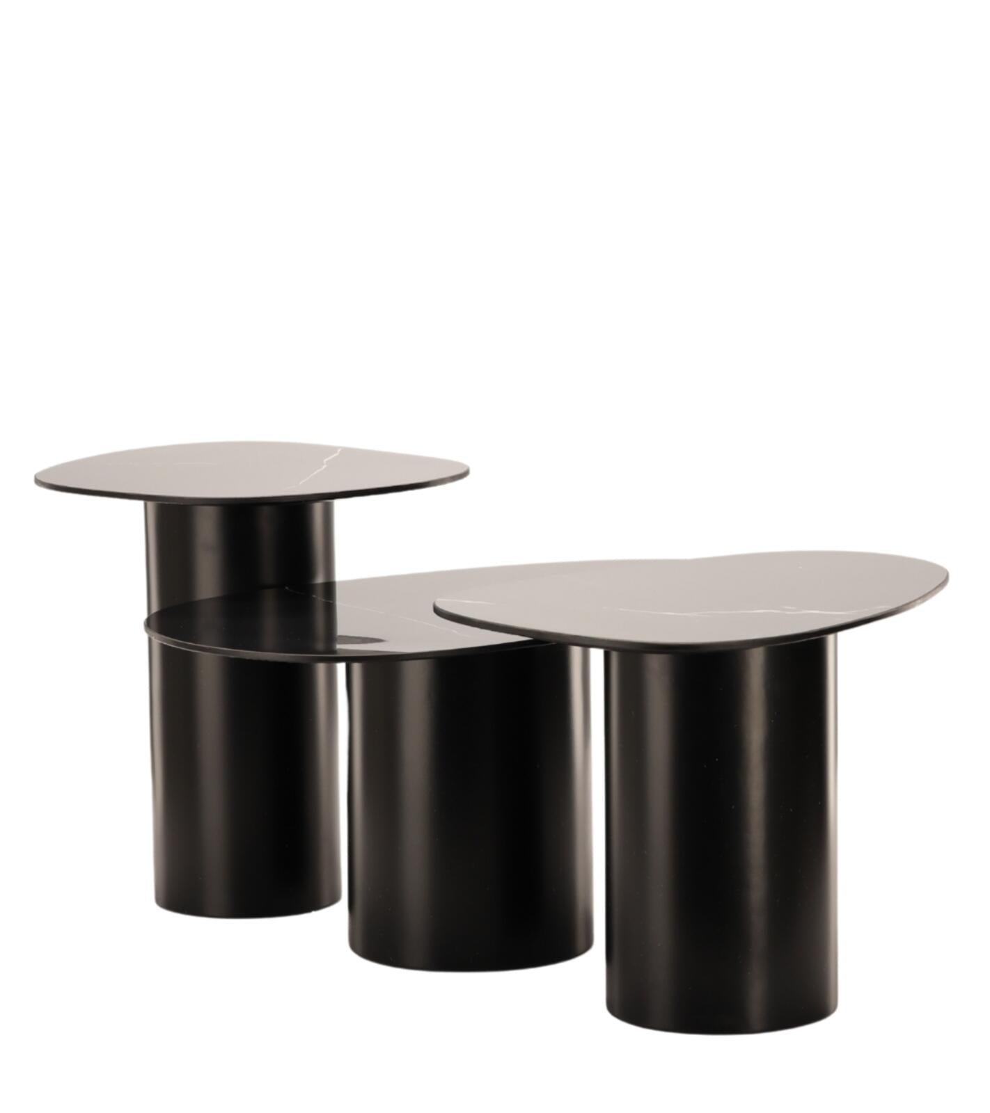 Set di tavolini Vega ceramica set da 3 73x56xH43cm