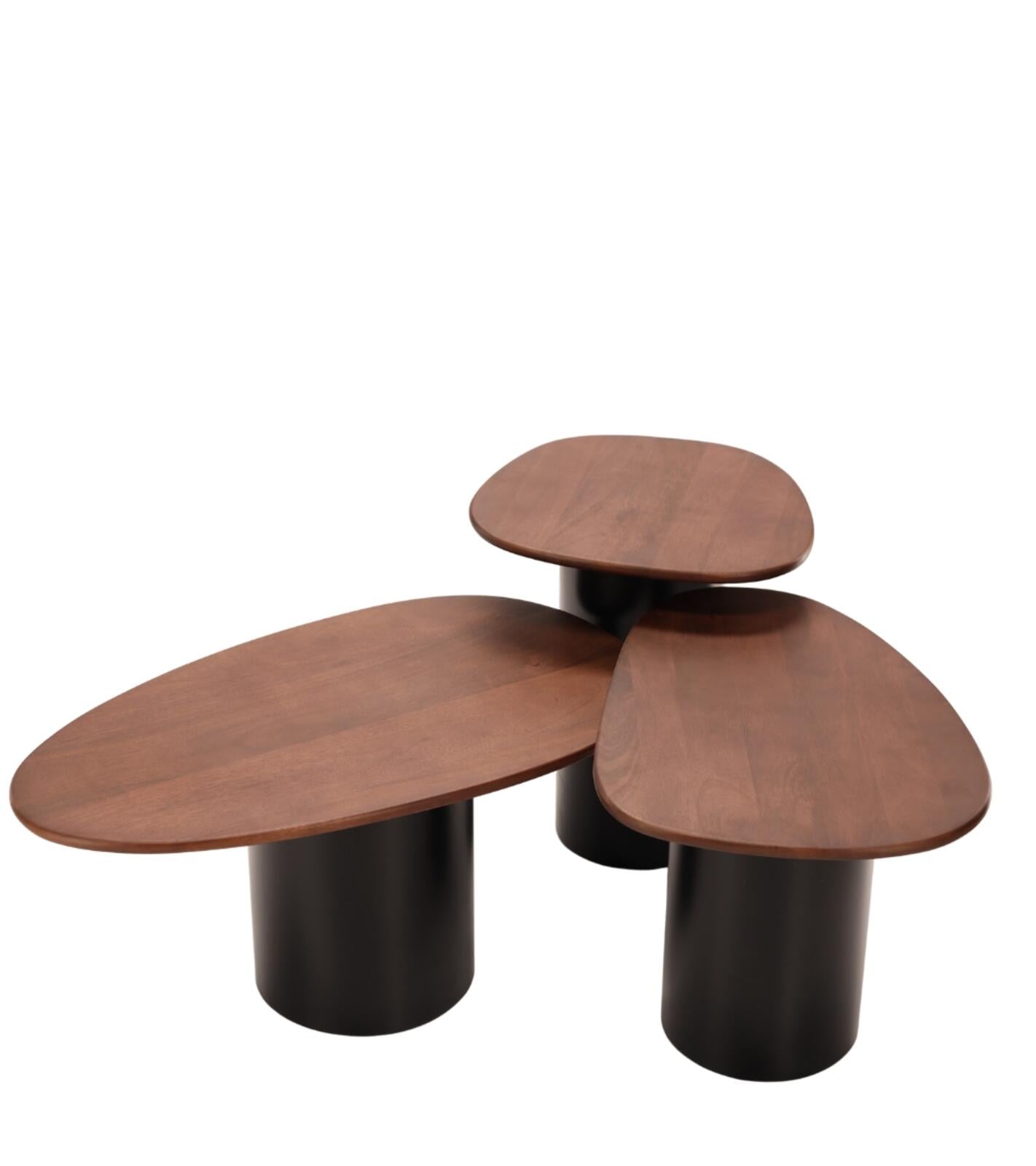 Set di tavolini Vega legno set da 3 73x57xH44cm