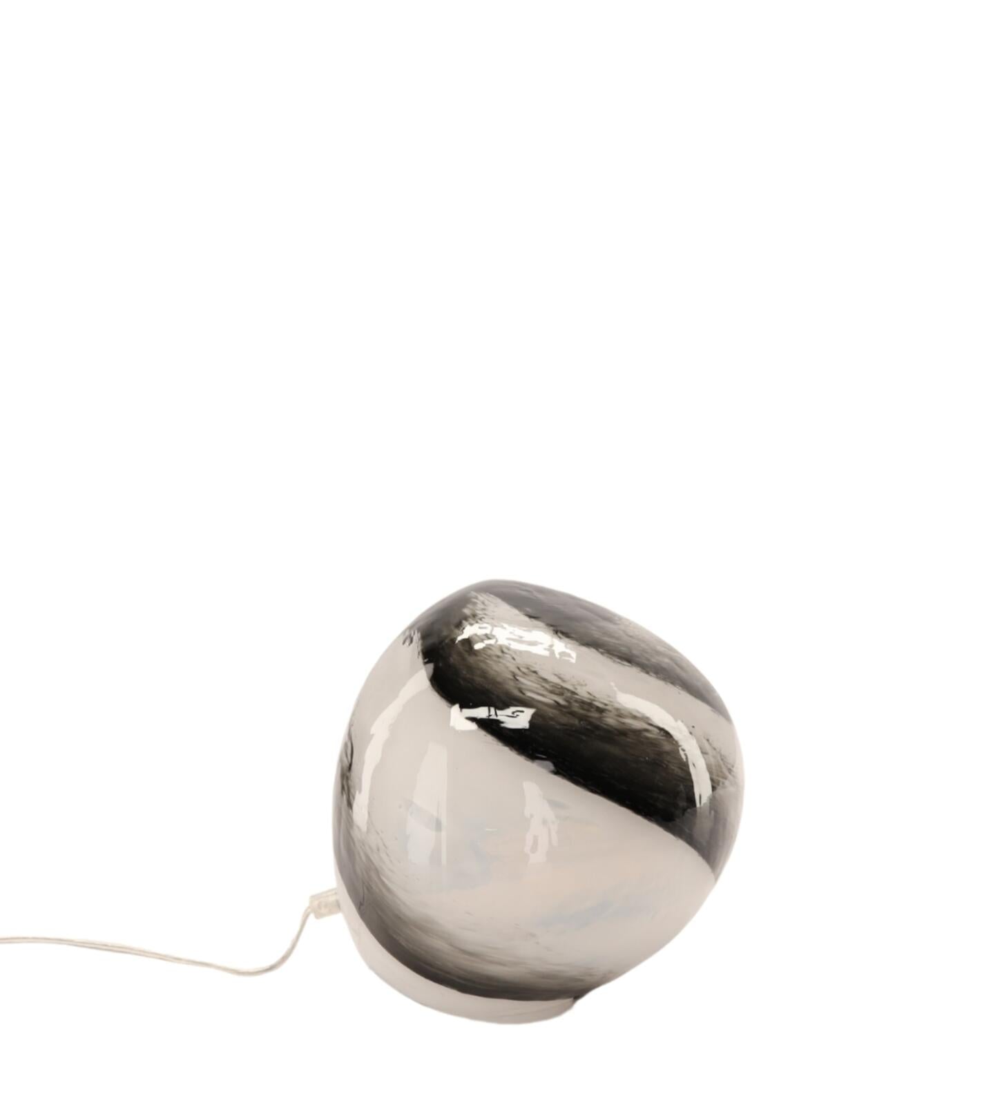 Lampada da tavolo Nebula ovale Beige e Bruno 40x30xH24cm