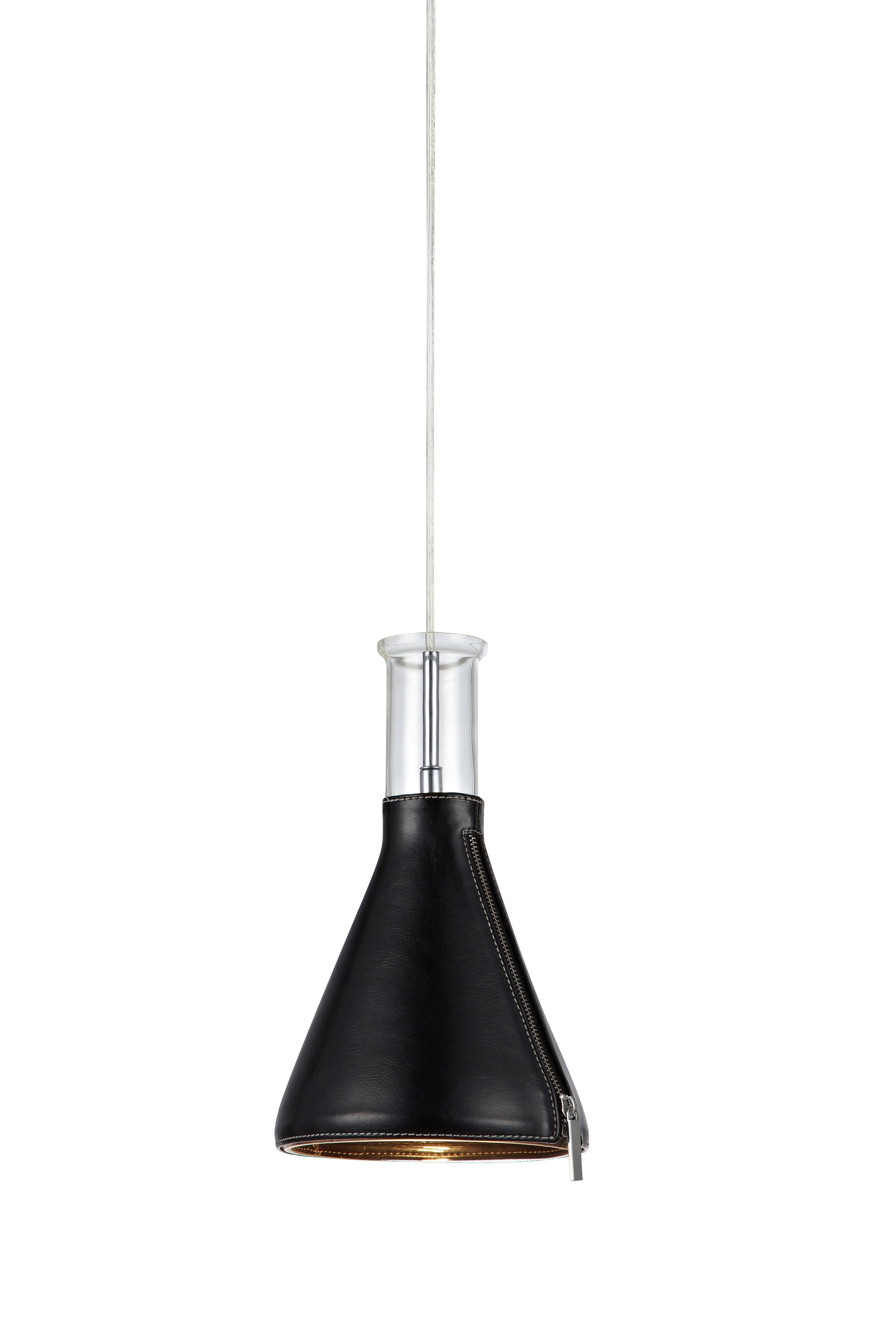 Lampada a sospensione ZIP 1L Trasparente/Cromo/Nero